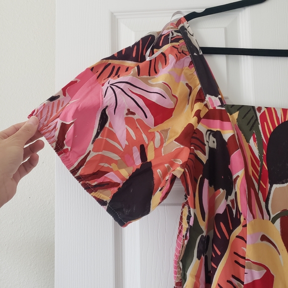 Crystal Sky 2XL Floral Puff Cotton Sleeve Dress Safari Colorful Tropical #48 - Picture 3 of 9